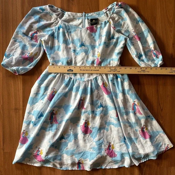 Like New Disney Sleeping Beauty Clouds Long-Sleeve Dress Hot Topic Sz S 🩵 - Picture 4 of 10